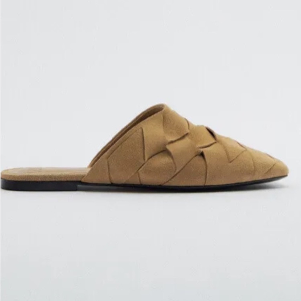 Zara Women's suede leather Woven Mules